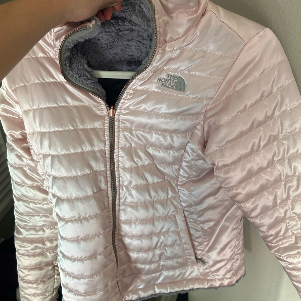 The North Face Pink reversible Quilted puffer Jacket